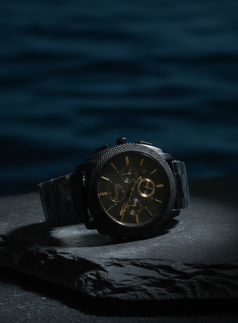 Fossil Black Chronograph Men’s Watch – Bold Elegance in Every Second