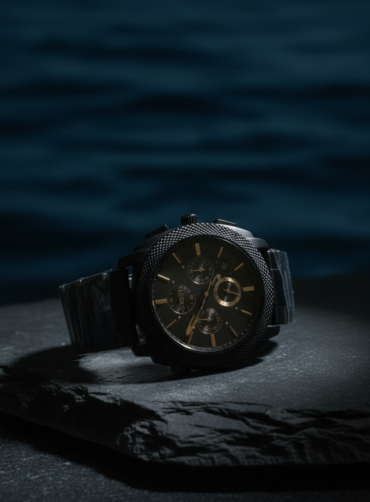 Fossil Black Chronograph Men’s Watch – Bold Elegance in Every Second